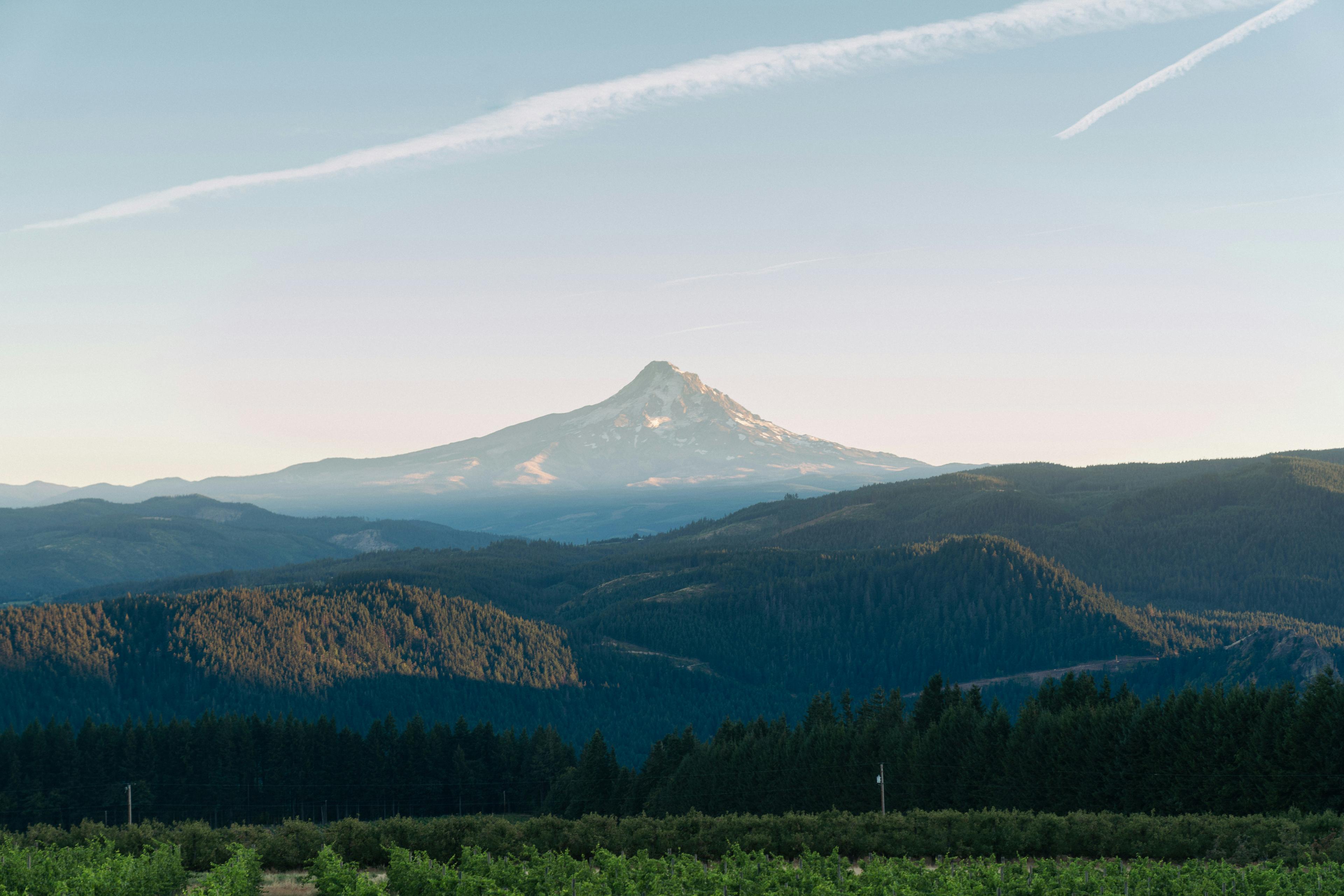 Columbia River Gorge dramatic cliffs and river near Hood River Oregon