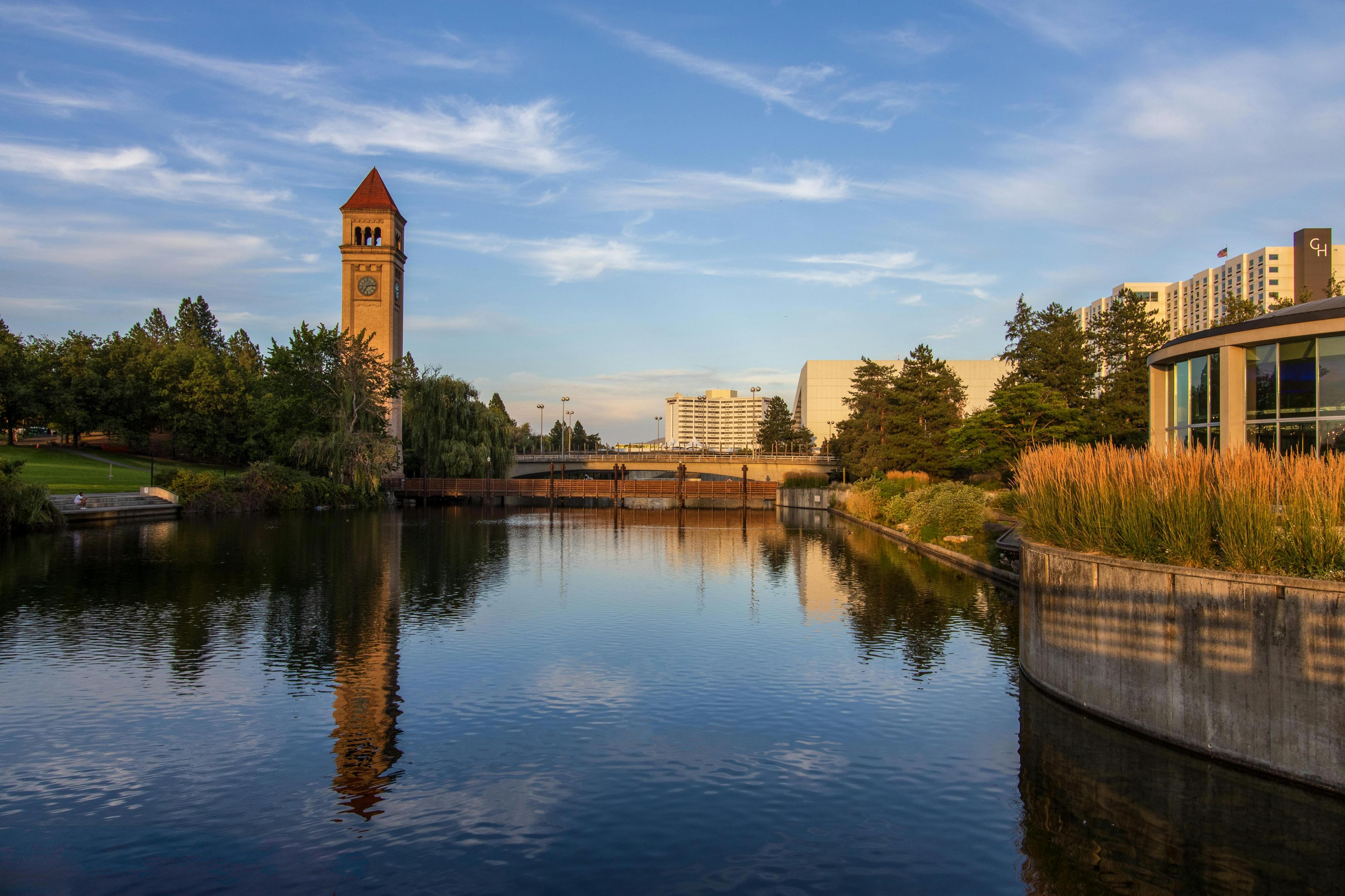 Spokane Falls and downtown Spokane Washington
