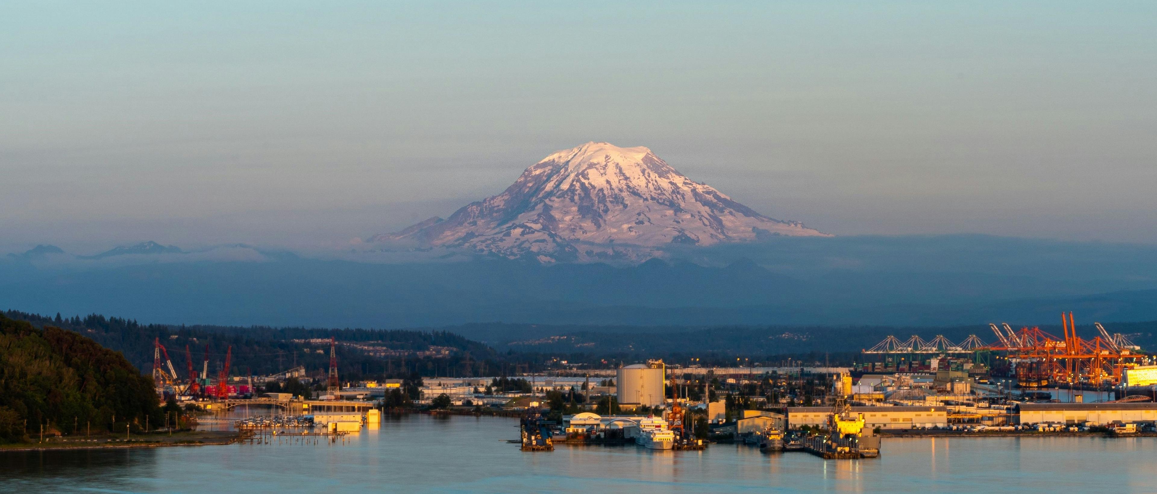 Mount Rainier viewed from the South Puget Sound near Tacoma Washington