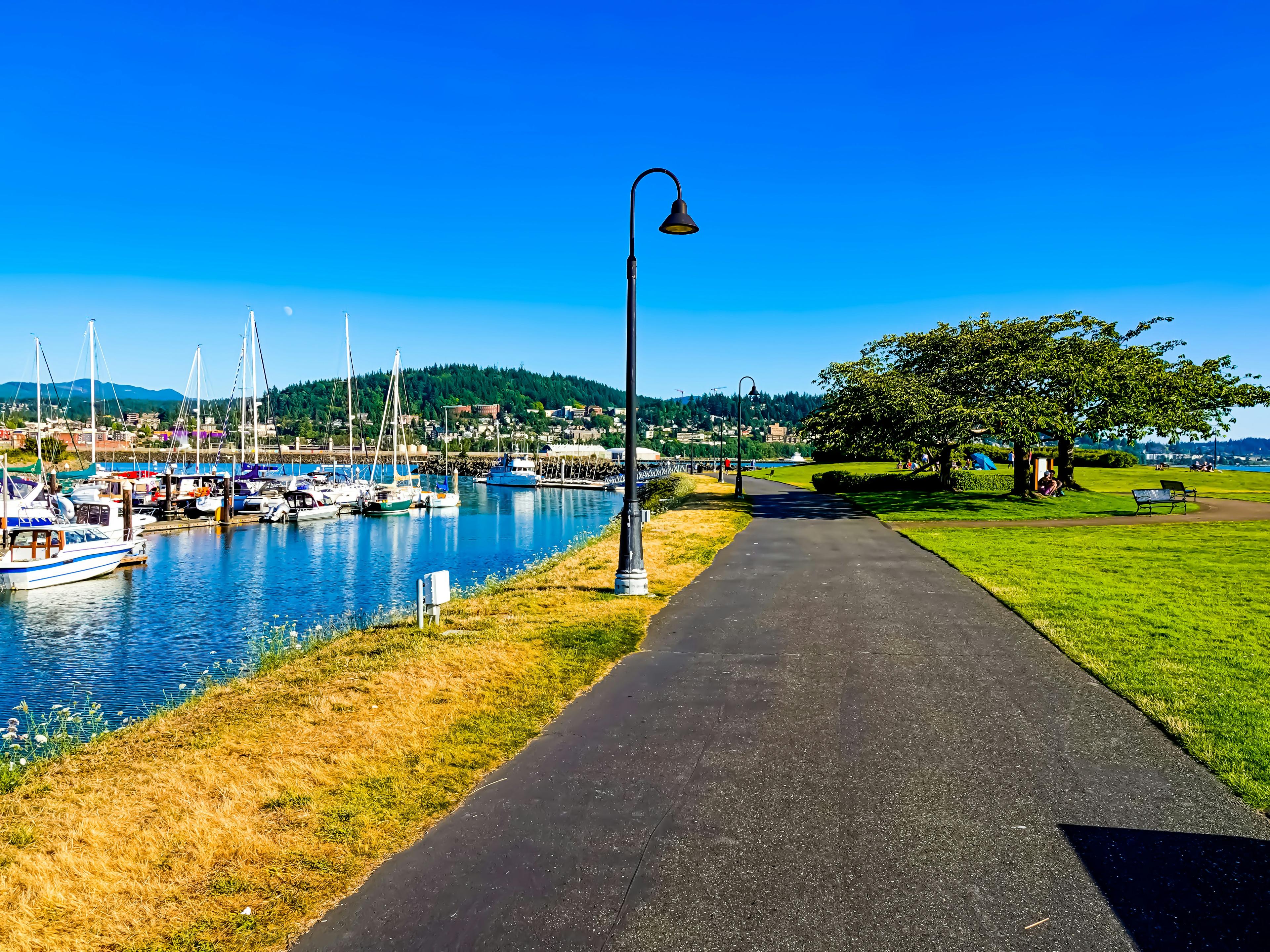 Bellingham Bay and the North Cascades mountains in Northwest Washington